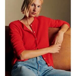 Sézane Gaspard Cardigan in Poppy Red Size XS Quiet Luxury Old Money Minimal